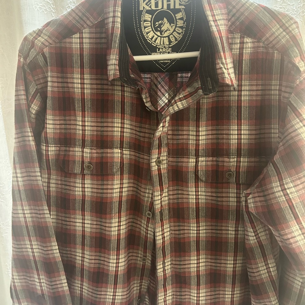 Kuhl Men's Burgundy and White Plaid Shirt